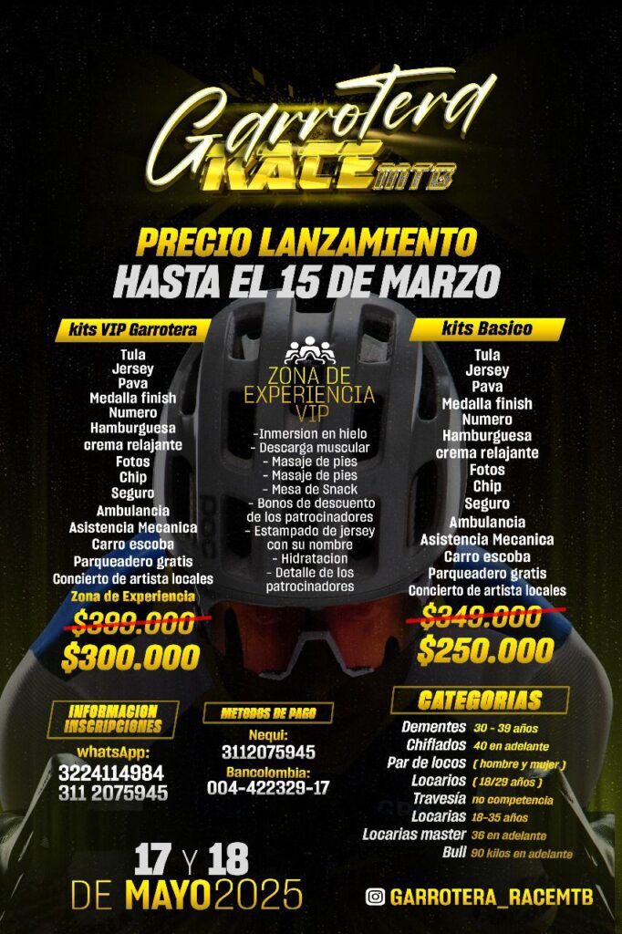 Garrotera Race MTB, mtb en santander, mtb en piedecuesta
