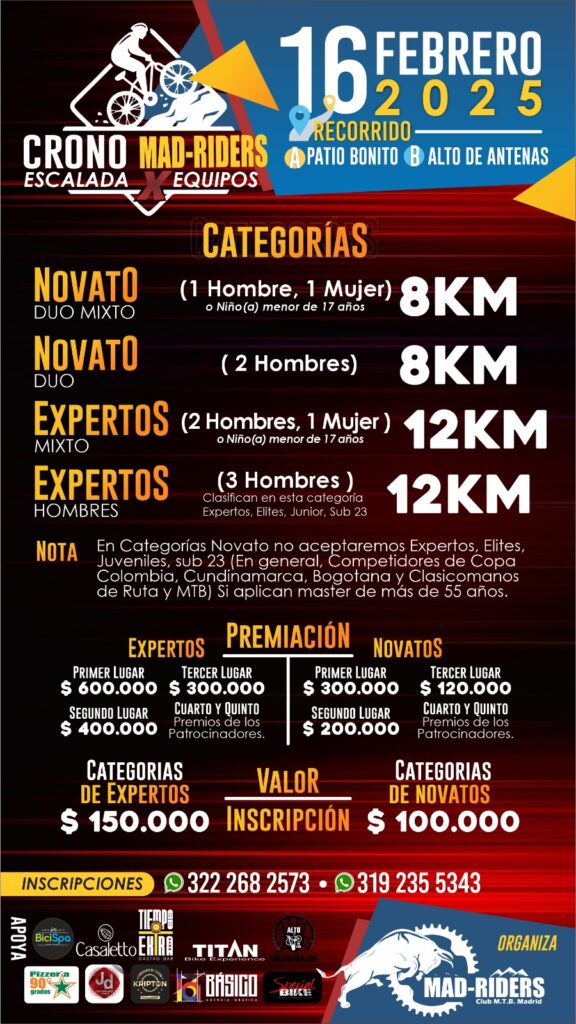 cronoescalada mad riders, ciclismo de montaña en madrid, ciclismo en bojaca