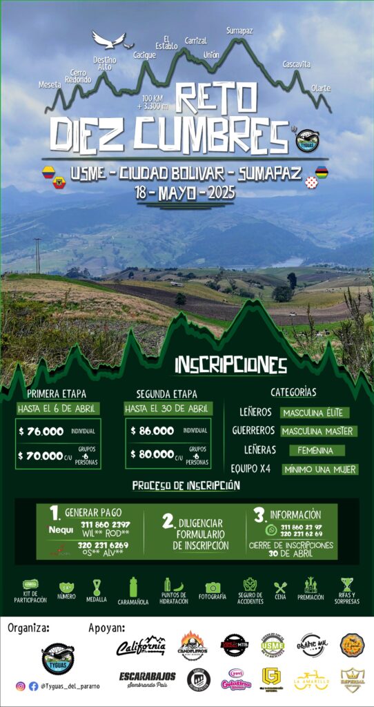 reto 10 cumbres, mtb en usme, ciclismo de montaña
