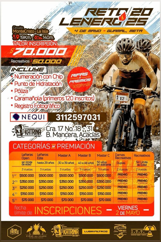 reto leñero, mtb en guamal meta, circuito en guamal meta