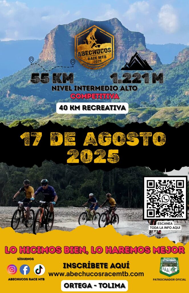 Abechucos Race MTB 2025, carreras en el Tolima, carrera de mtb en agosto, carreras en bici de montaña, ciclomontañismo en Colombia