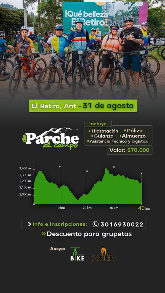 de parche al campo mtb, travesías en Antioquia